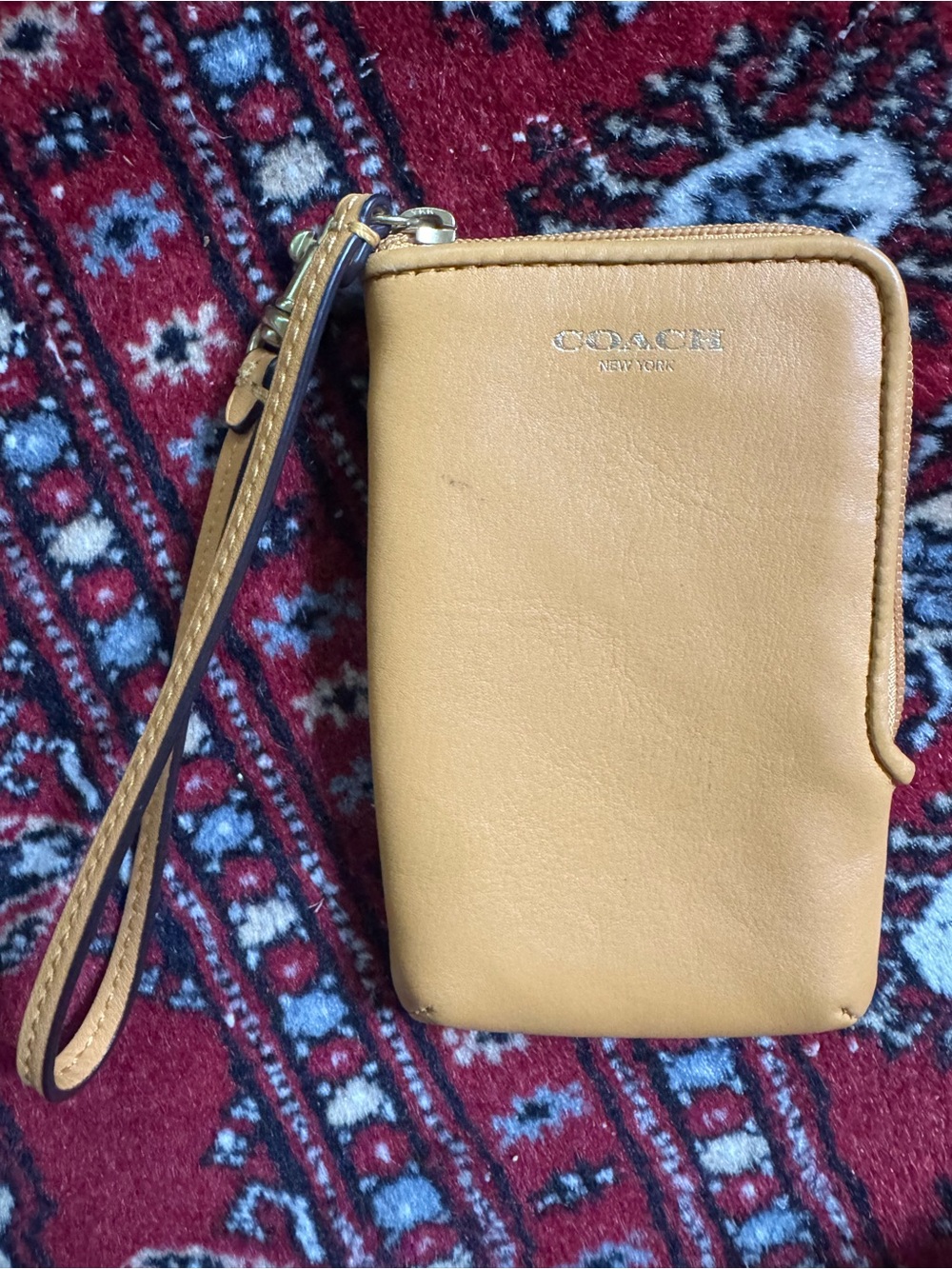 Coach L-Zip Wristlet Wallet Mustard Yellow Clean